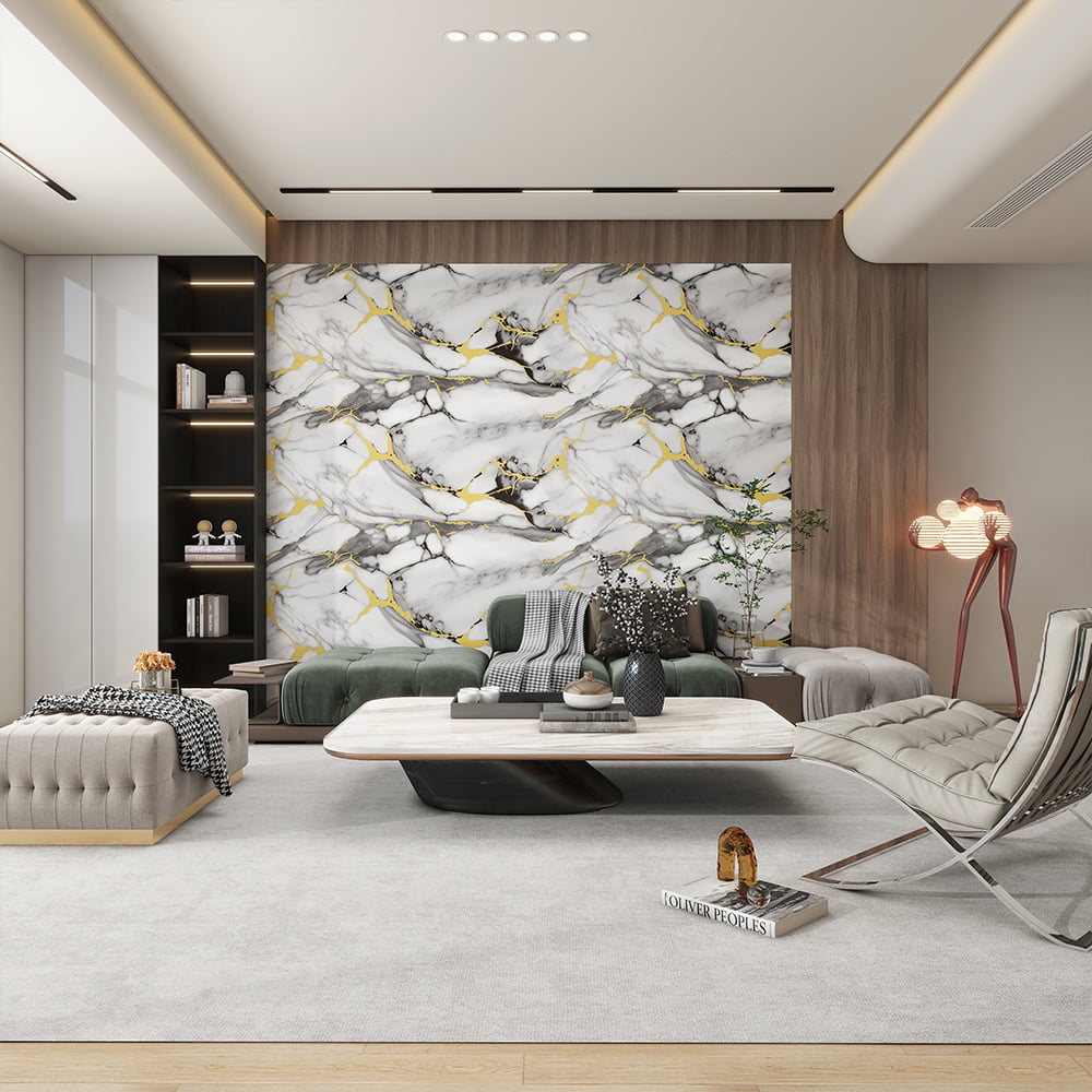 Moderne hoogglanzende marmeren behangrol PVC zelfklevende waterdichte interieur huisdecoratie marmeren bladsticker